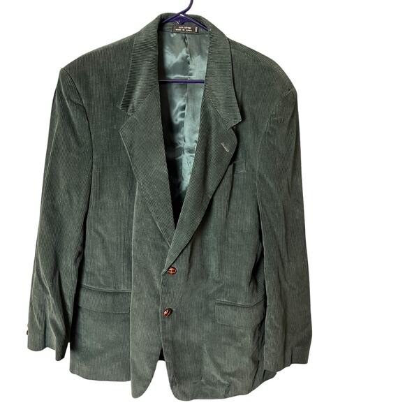 Jeremy Cobb Corduroy Academic Blazer Green Teal Suede Elbow Patch Sport Coat 40R - Picture 2 of 8